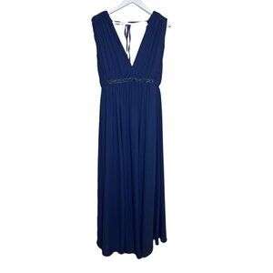 NWOT ASOS Blue Formal Maxi Chiffon Dress, Crystal Detailing, Grecian Style, Sz 6